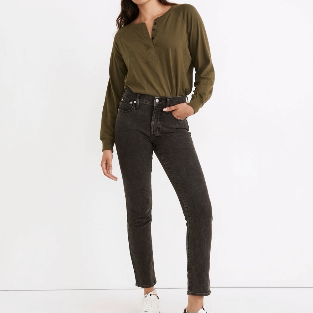 Madewell Mid-Rise Perfect Vintage Jeans Faded Black Gray Grey Wash Womens